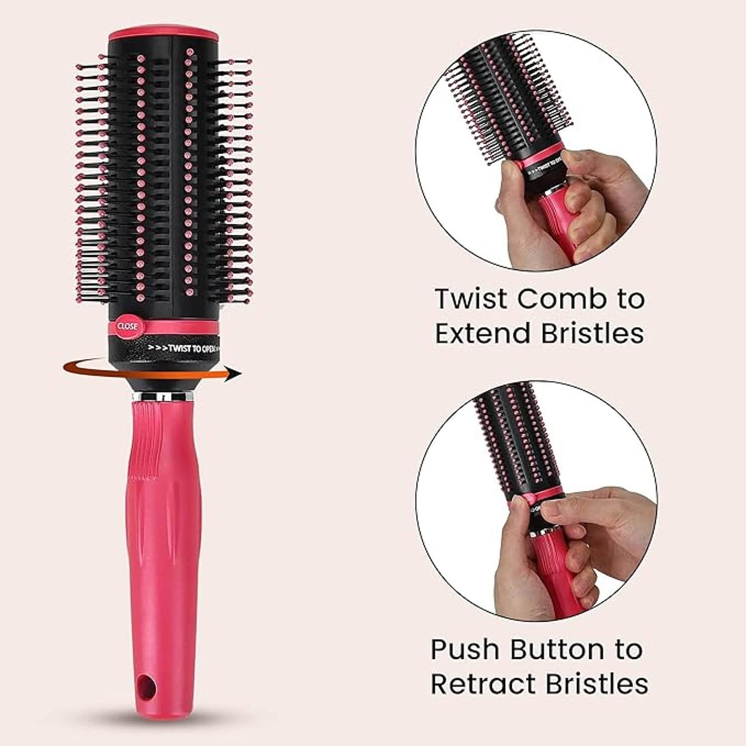 Neomi - Retractable Detangle Hair Brush for Curly Hair, Straight Hair & Wet Hair, Soft Bristle for Long, Thick & Curly Hair | Easy Clean Travel Brush